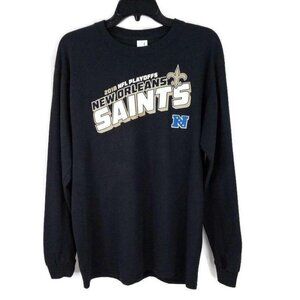 NFL Team Apparel New Orleans Saints T Shirt Mens M 2018 Playoffs Long Sleeve